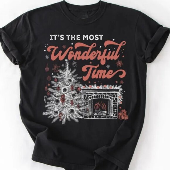 Tops - Christmas Wonderful Time of Year Shirt, Graphic Christmas Tree Cozy Shirt